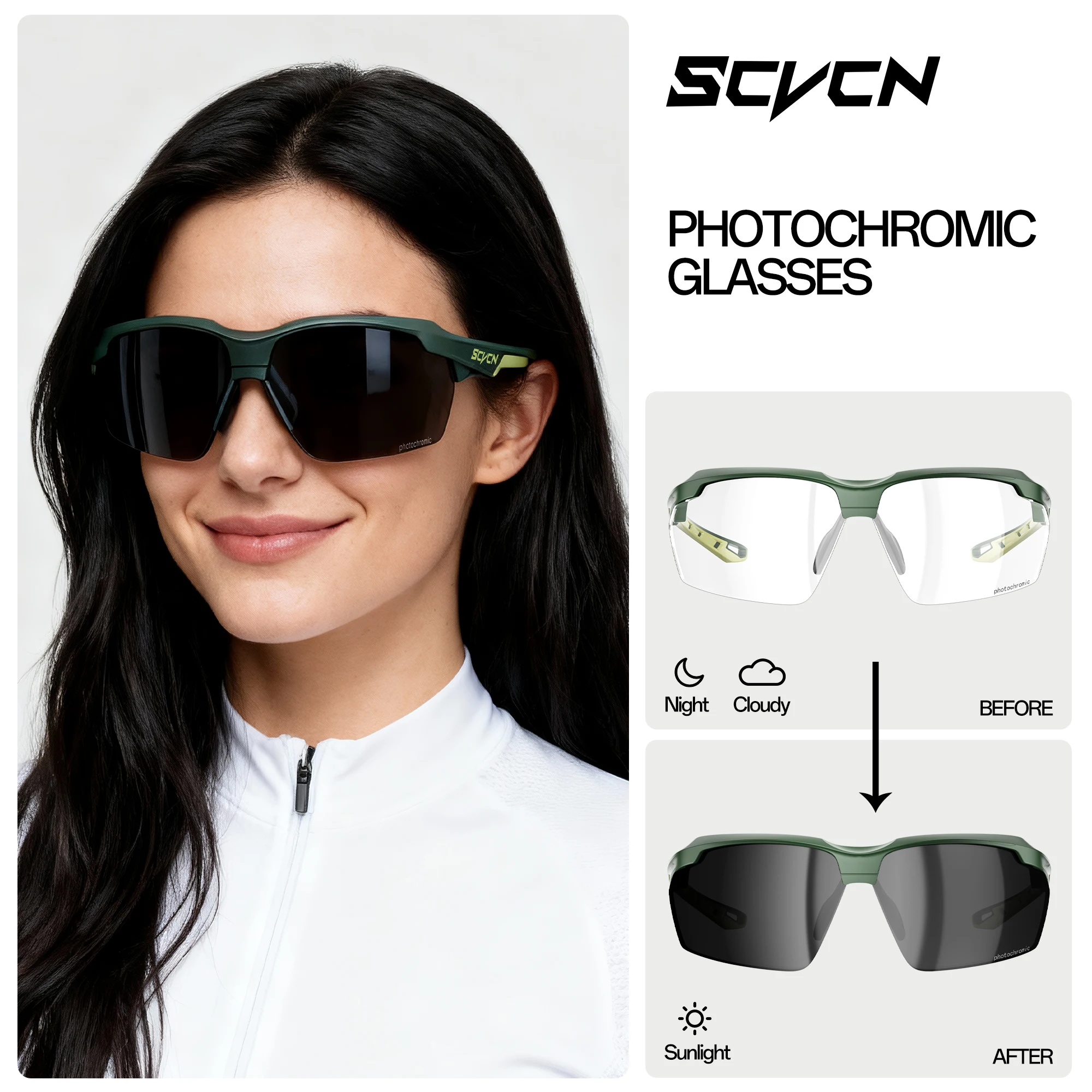 Photochromic Sports Sunglasses - Unisex UV400 Cycling & Running Eyewear