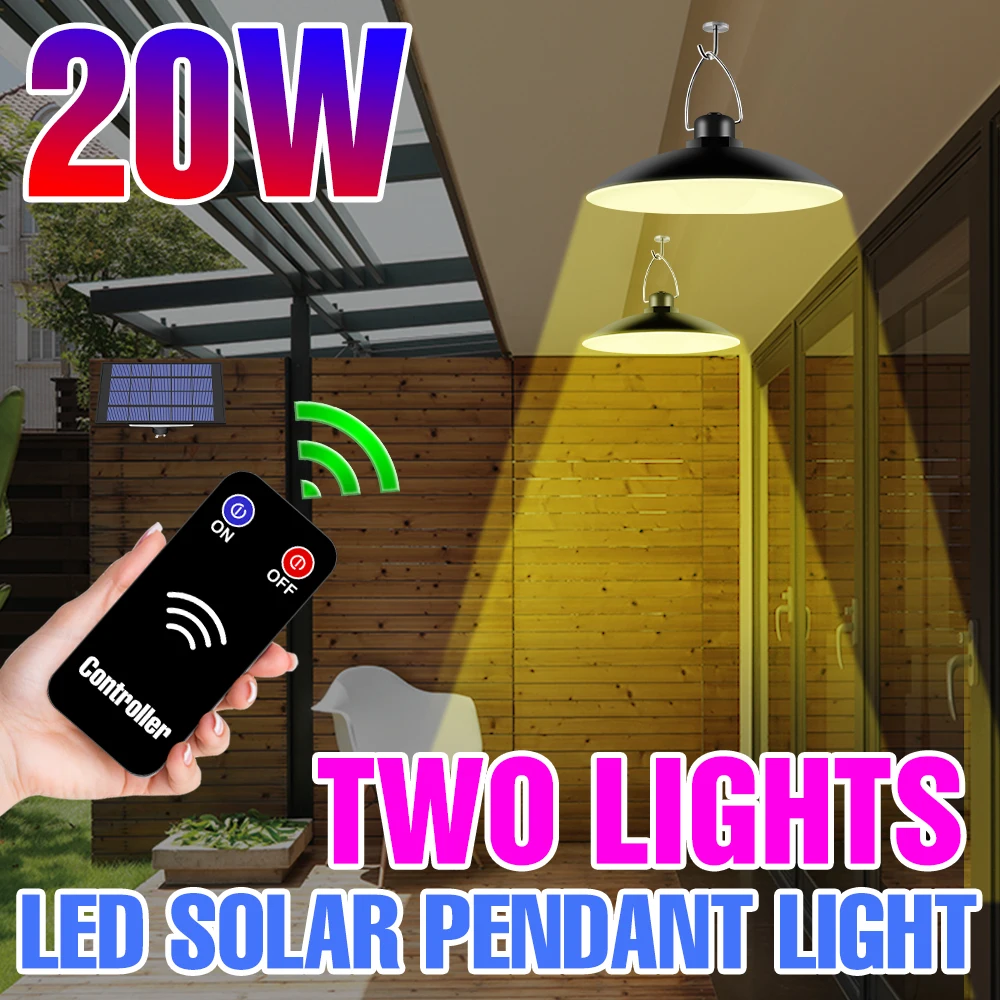 LED Solar Panel Remote Control IP65 Waterproof Outdoor Street Lamp Garden Lights Led Chandelier Light Sensor Exterior Wall Lamp