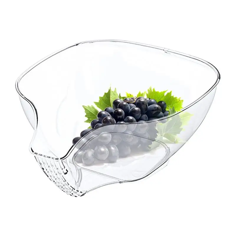 Fruit Washer Bowl Safety Hangable Strainer Bowl With Side Filter Space Saving Stackable Vegetable Basket Multifunctional Washing