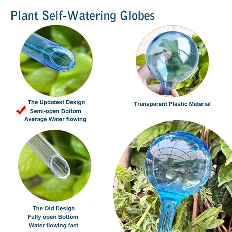 Set of 3 Clear Self-Watering Plant Globes for Garden and Indoor Flowers