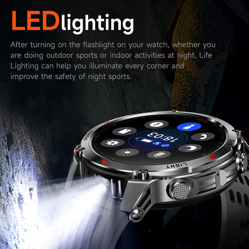 T-Rex 3 Built-in Dual-band GPS Smart Watch Men Smartwatch Compass Altimeter Barometric 5ATM IP69K Waterproof AMOLED HD Watches