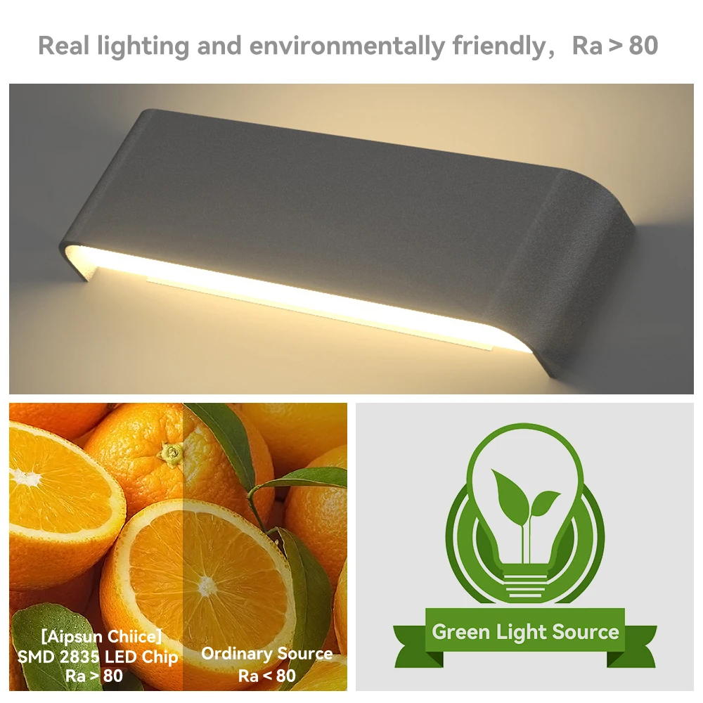 LED 벽 램프 실내 벽 조명, 야외 광택 방수 베란다 램프, 정원 침실 거실 계단 조명, 85-265V