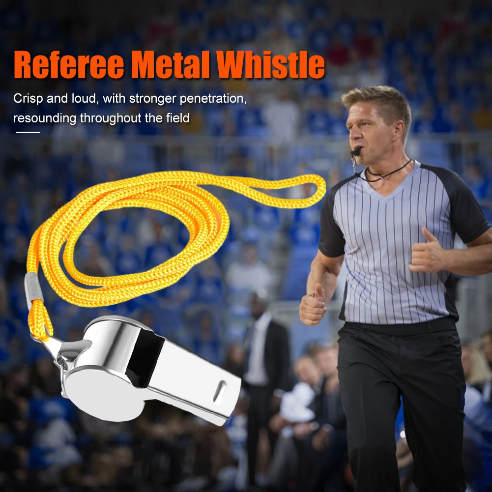 Referee Whistles with Rope Extra Loud Sports Whistle Portable Loud Crisp Sound Whistle for Soccer Football Basketball Training
