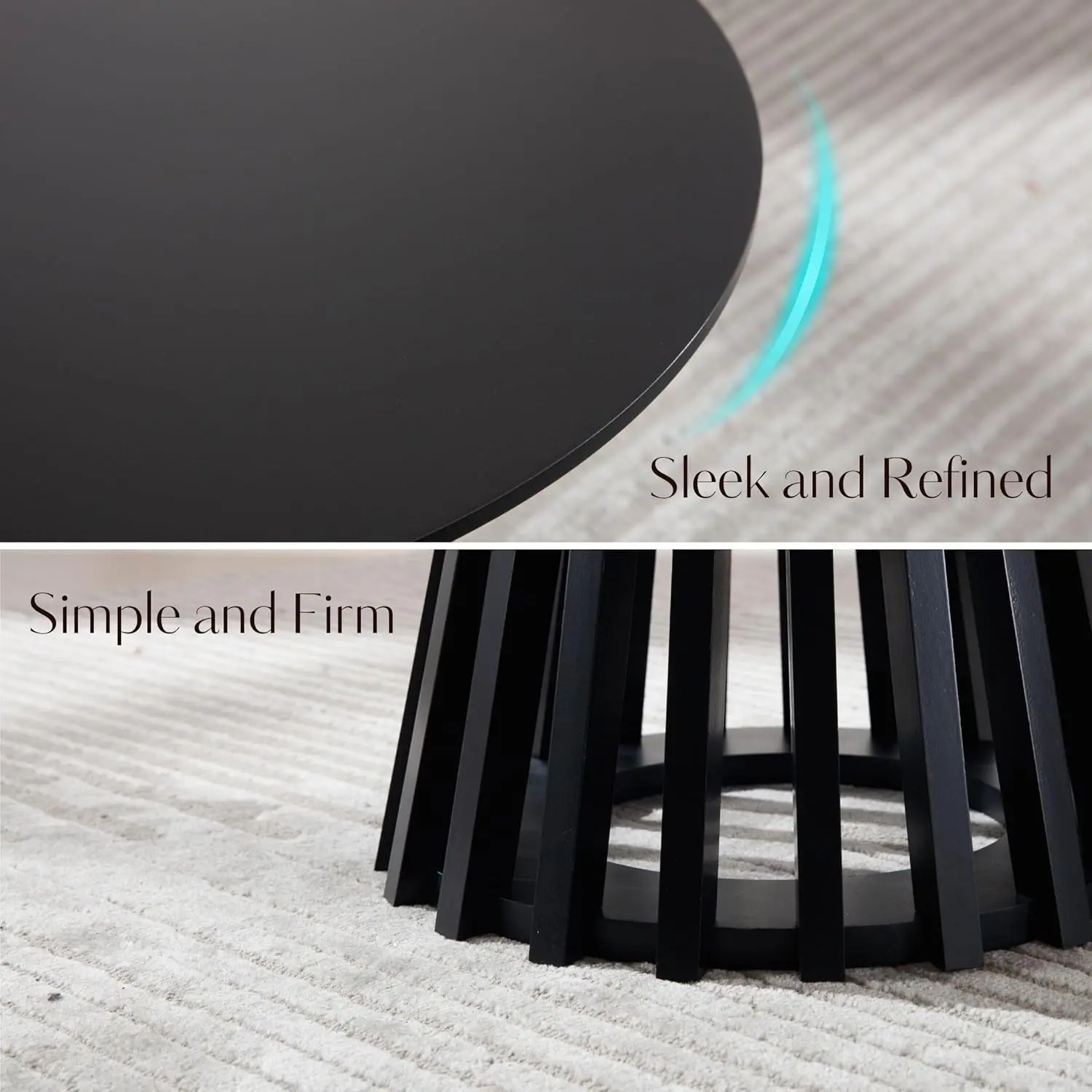 43.5" High Round Bar Table, Modern Wood Cocktail Table with Columnar Wooden Strips Base, Stylish Pub Table for Bistro Parties 3
