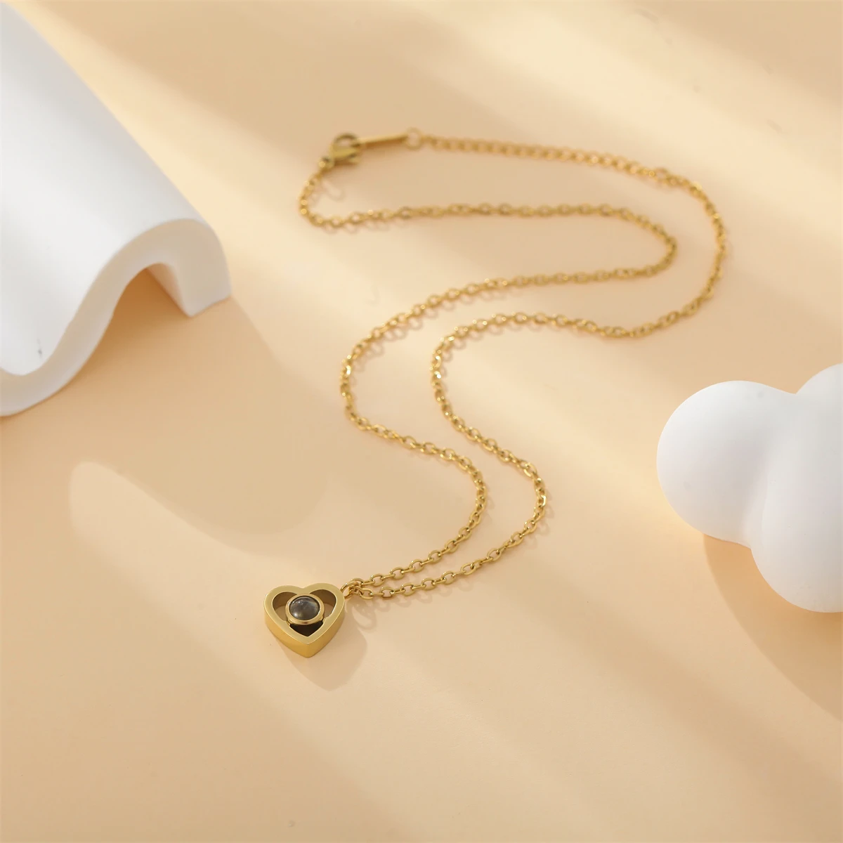 Small Heart Pendant Projection Necklace Personalized Picture Necklace Minimalist Custom Photo Necklace Gift For Women