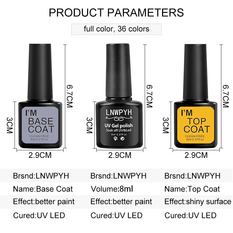 Nail Gel Polish Set Manicure Set Nail Art Decoration 36 Colors/set UV LED Nail Art Kit Varnish Gel Kit Permanent Base Top Coat 4