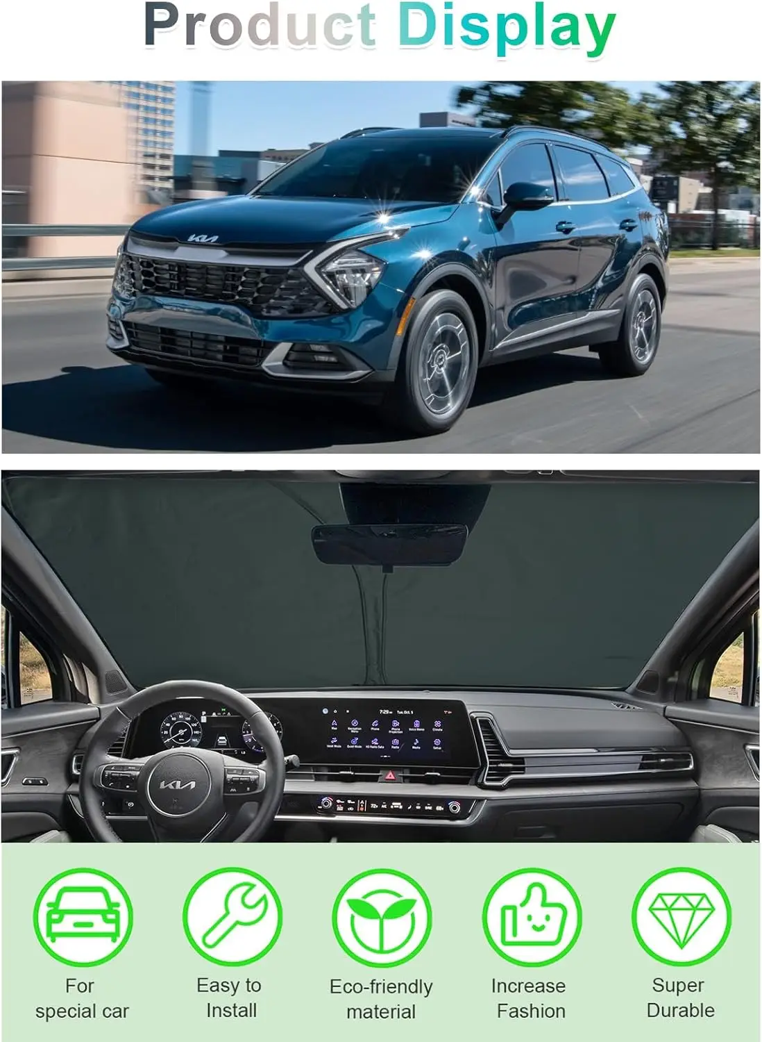 Autovoorruitzonwering voor Kia Sportage NQ5 2022 2023 2024, autovoorruitzonneklep opvouwbare UV-bescherming, zonneklep, warmte-isolatieaccessoires