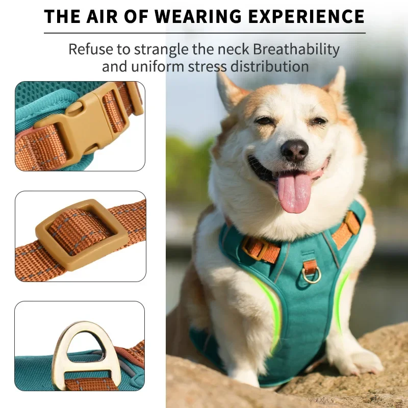 Retro pet chest strap, explosion-proof, reflective dog chest strap, anti-breaking dog leash