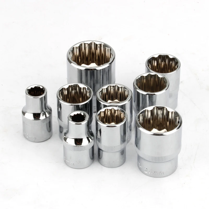 1pcs 1/2" Square Drive 12-point Socket Bit Ratchet wrench 12 Tooth Socket Wrench Hand Tool 12 Angles Plum Blossom Sleeve 8-32mm 6