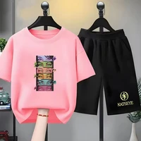 Ensemble de t-shirts d'été pour enfants, katseye Girl Music Group, pour garçons et filles, noir, rouge, tenue décontractée, manches courtes, vêtements cool 3