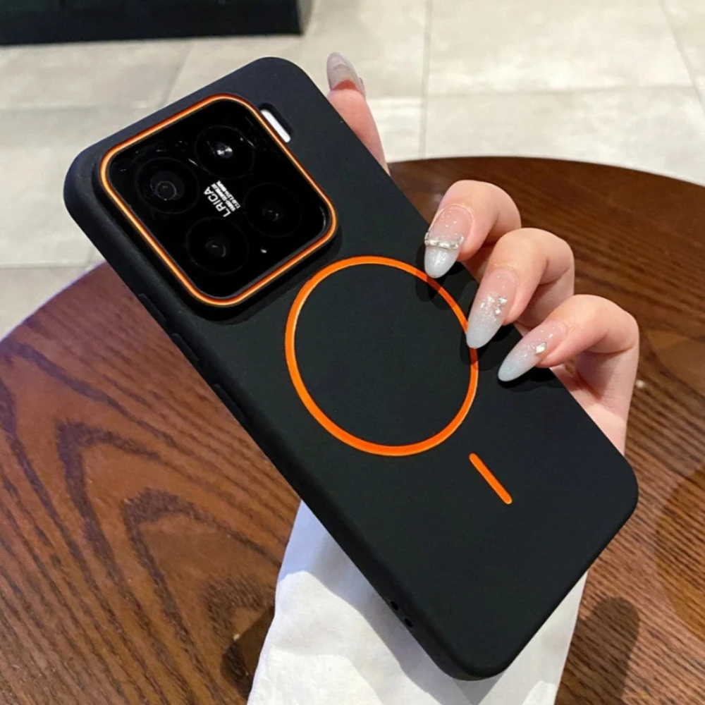 Luxury Matte Magnetic Phone Case with Wireless Charging and Shockproof Camera Bumper Cover