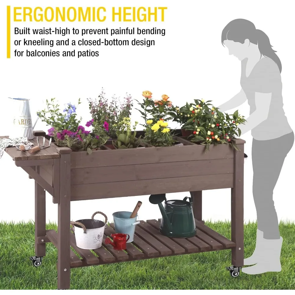 Aivituvin Raised Garden Bed on Wheels 4