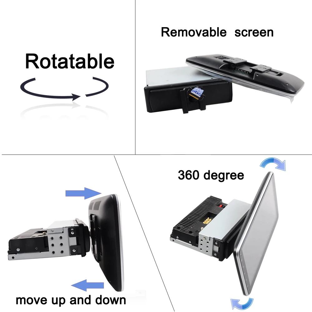 4G+64G Android 10.0 DSP IPS Rotatable 1 din car radio car stereo For 360 Degree universal audio Video DVD player 4G Wifi