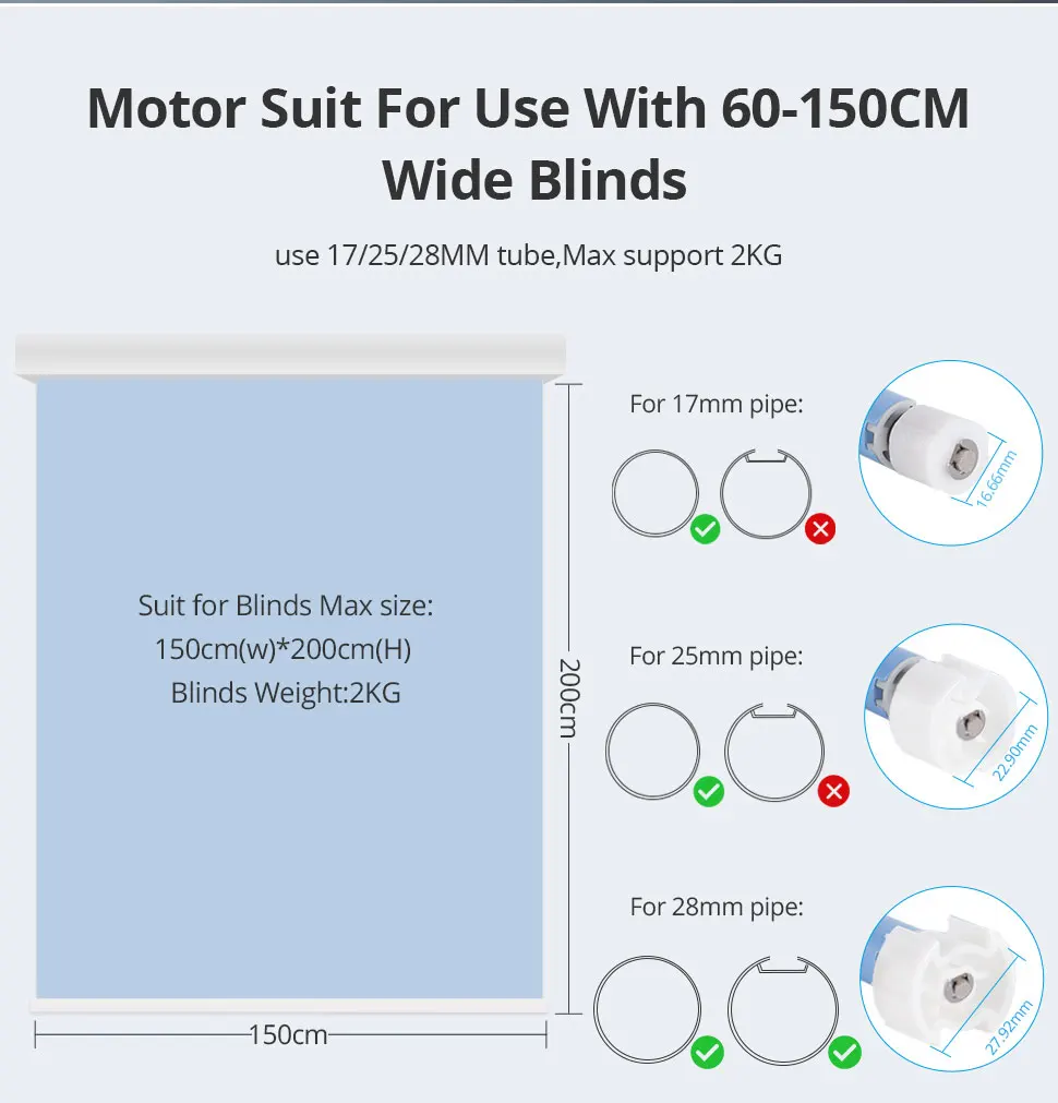 Matter Thread Roller Blinds Motor for 25 28mm Tube  Rechargeable Curtain Engine
