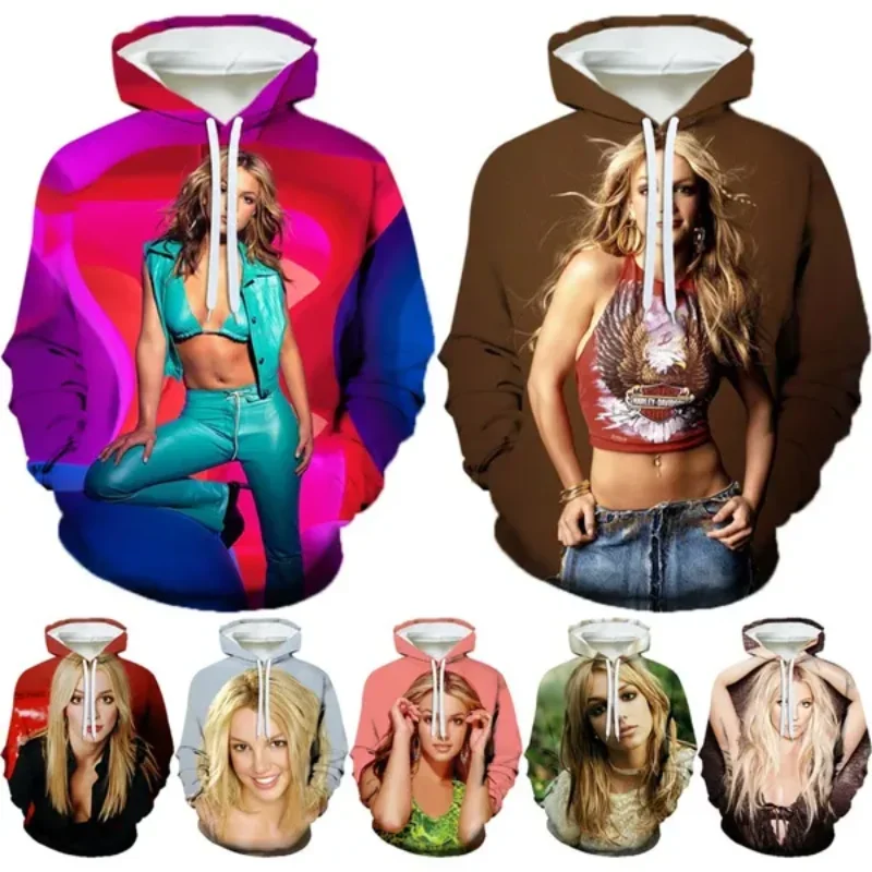 

Fashion Men Clothing Singer Britney Spears 3D Print Hoodies Hip-hop Harajuku Casual Street Unisex Oversized Hooded Sweatshirt
