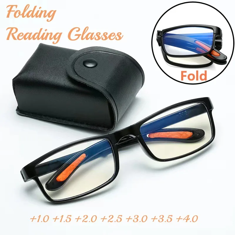 

Anti-blue Light TR90 Reading Glasses Women Men Portable Folding Presbyopic Eyewear Farsight Glasses Diopter +1.0 To+4.0 With Box