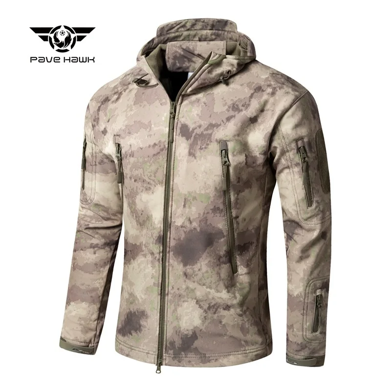 Men's Military Tactical Jacket Soft Shell Jacket Cold Protection Warm Waterproof Hooded Jacket Camouflage Fleece Hunting Suit sports jacket Jackets