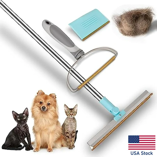 Pet Hair Remover Carpet Rake Long Handle Cat Hair Broom Carpet Scraper  Stainless Steel Dog Fur Removal Tool Cleaning Supplies - AliExpress