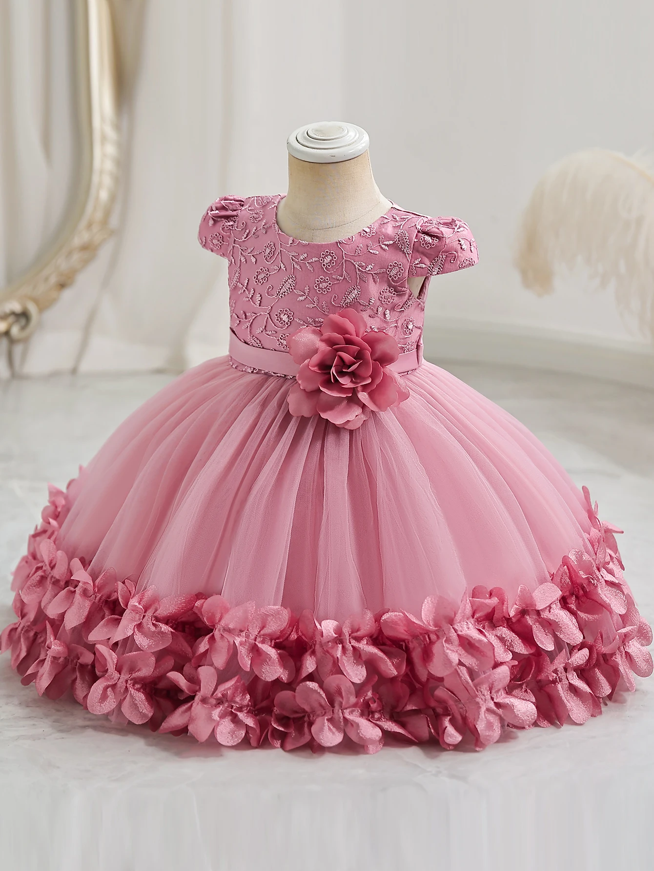 Girls' performance dress three-dimensional lace princess dress Festival fluffy skirt gauze dress dress dress dress flower girl d - 4
