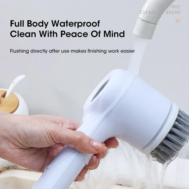 Electric Handheld CordlessCleaningBrush Electric Spin Scrubber Bathroom Cleaning BrushPower Scrubber withReplaceable Brush Heads