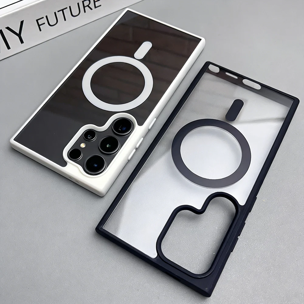 Transparent Magnetic Phone Case with Wireless Charging Capability - Acrylic Cover