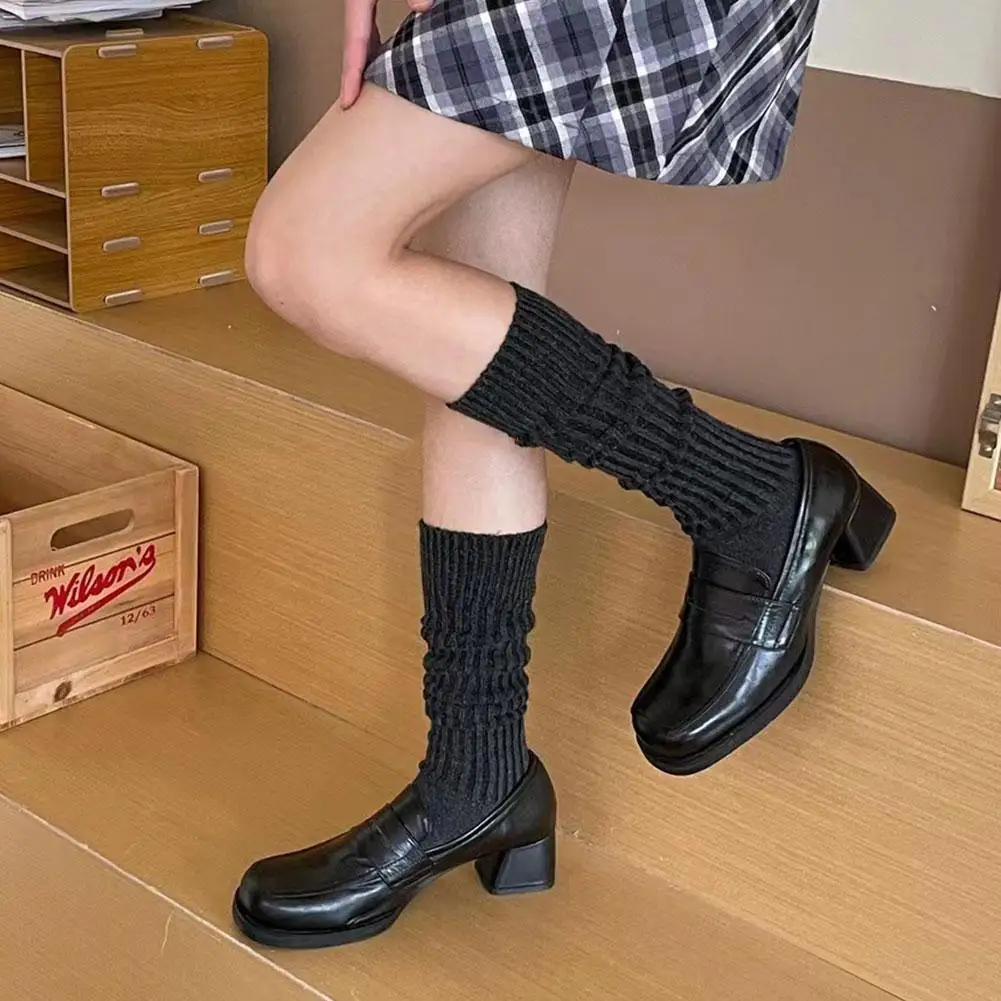 

Autumn Winter Long Socks Thick Line Casual Simple Solid Color Warm Pile Socks For Women Japanese Korean Style Stockings