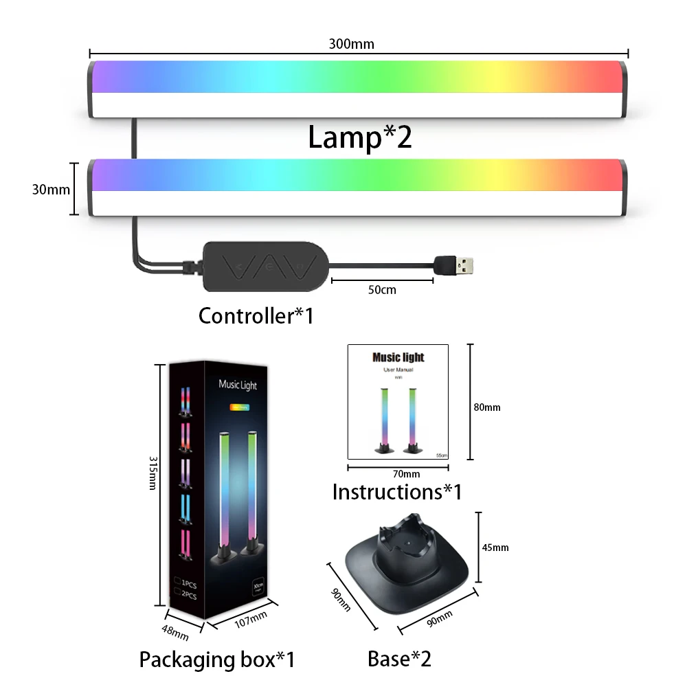 LED Atmosphere lights Wiscolor WIFI RGB Bluetooth Connection Lntelligent Software Control Desktop Game Light Decorative Light 6