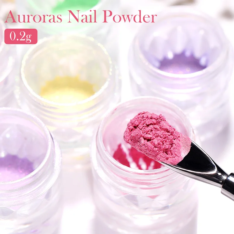 Nail Powder NICOLE DIARY Aurora Nail Powder Chrome Pigment Pearl Metallic Nail Art