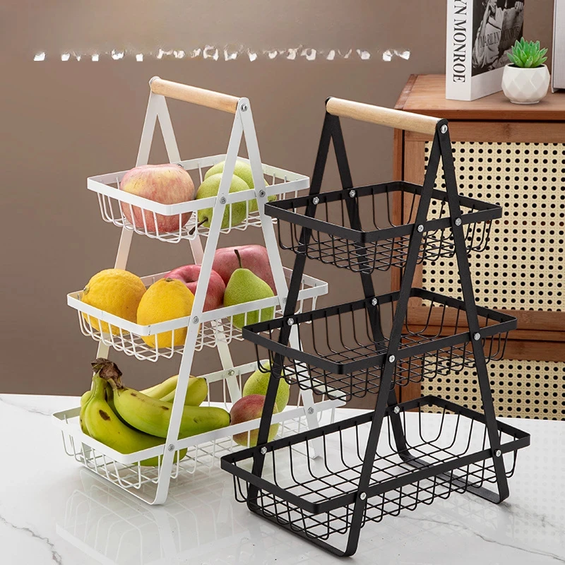 

Countertop Fruit Storage Basket Kitchen Organizer Storage Portable Dining Room Fruits Vegetable Bread Snacks Organizer Shelf