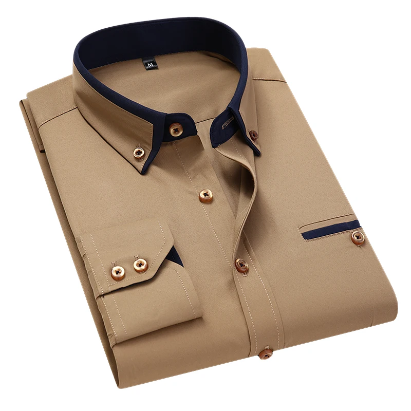 

13 Color 8XL British-Style Men Spring Long-Sleeved Shirts/Male Slim Fit Business Casual Shirts Male Social Casual Button Shirts