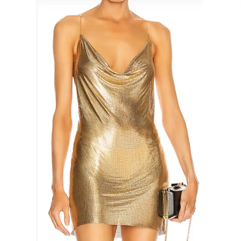 

Gold Aluminum Metal Sequin Fabric, DIY Sewing, Sexy Party Dress, 150x45cm