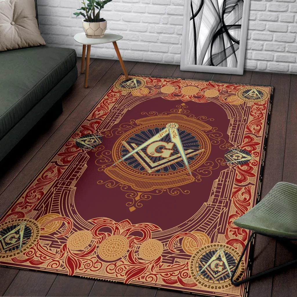 

Freemason Area Rug 3D Printed Area Rug Non-slip Mat Dining Room Living Room Soft Bedroom Carpet