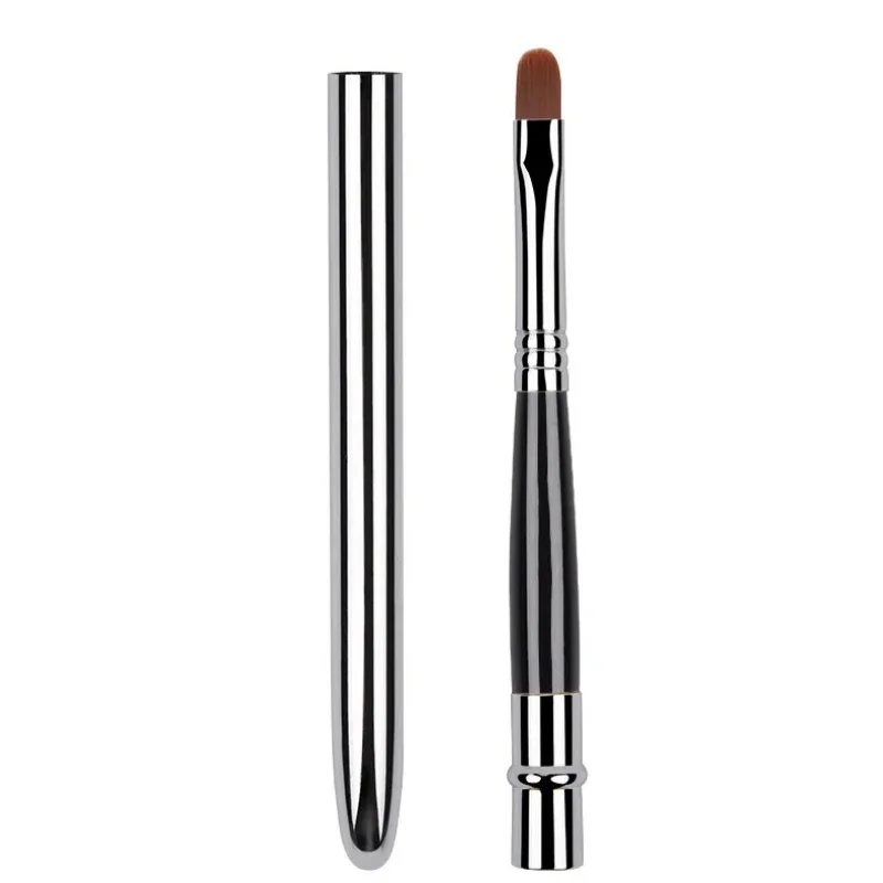 Lips makeup brush pen metal handle cosmetic lipgloss lipstick brush protect cap
