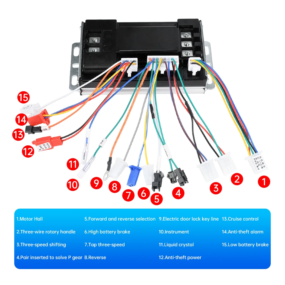 48V60V72V50A Sine Wave Brushless Motor Controller Sinusoidal Electric Vehicle Controller Mute Three-mode Driver 3000W ﻿