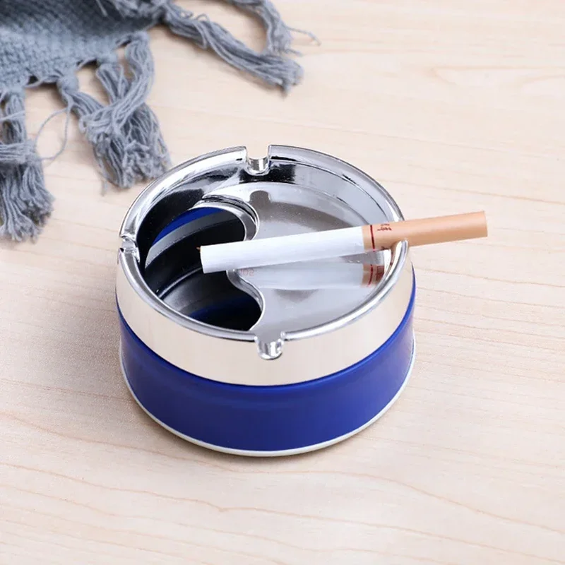 Stainless Steel+PP Round Windproof Ashtray with 360&deg; Rotating Lid for Home Office Living Room Decoration Men Sealing Ashtrays Portable Ashtray Cigarettes Ashtray Silicone Ashtray Stainless Steel Ashtray Metal Ashtray Air Purifier Ashtray Wood Ashtray Ceramic Ashtray