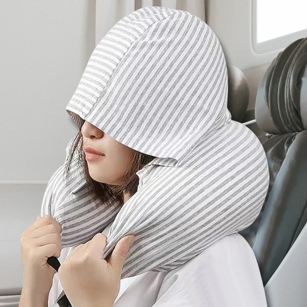 Stuffable Neck Pillow Hooded Neck Pillow Multi-Function Travel with Hood Fillable for Travel Essentials
