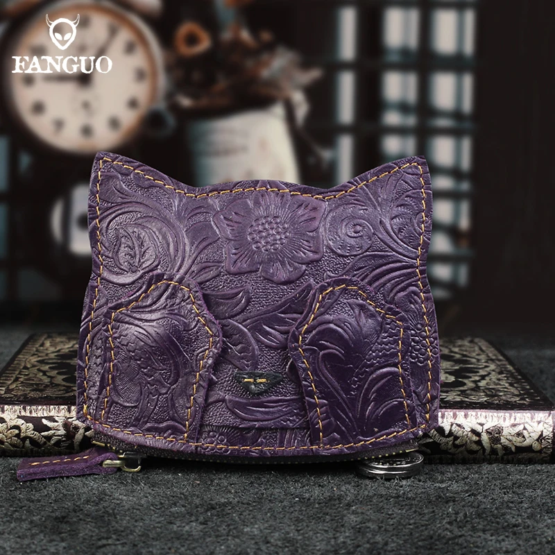

Fashion Genuine Leather Men's Card Wallet Small Mini Card Holder Case Wallets Coin Purse Male Money Organizer Bag With Zipper
