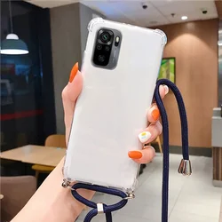 Versatile Shockproof Phone Case with Adjustable Strap Cord Chain - Soft Protective Lanyard for Redmi 10X 5G (Navy)