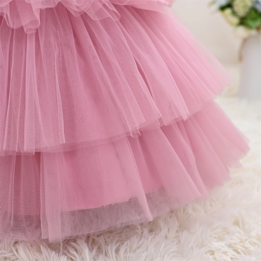 Girls Dress Princess Costume Kids Clothes Tiered Layers Tulle Dress for Children