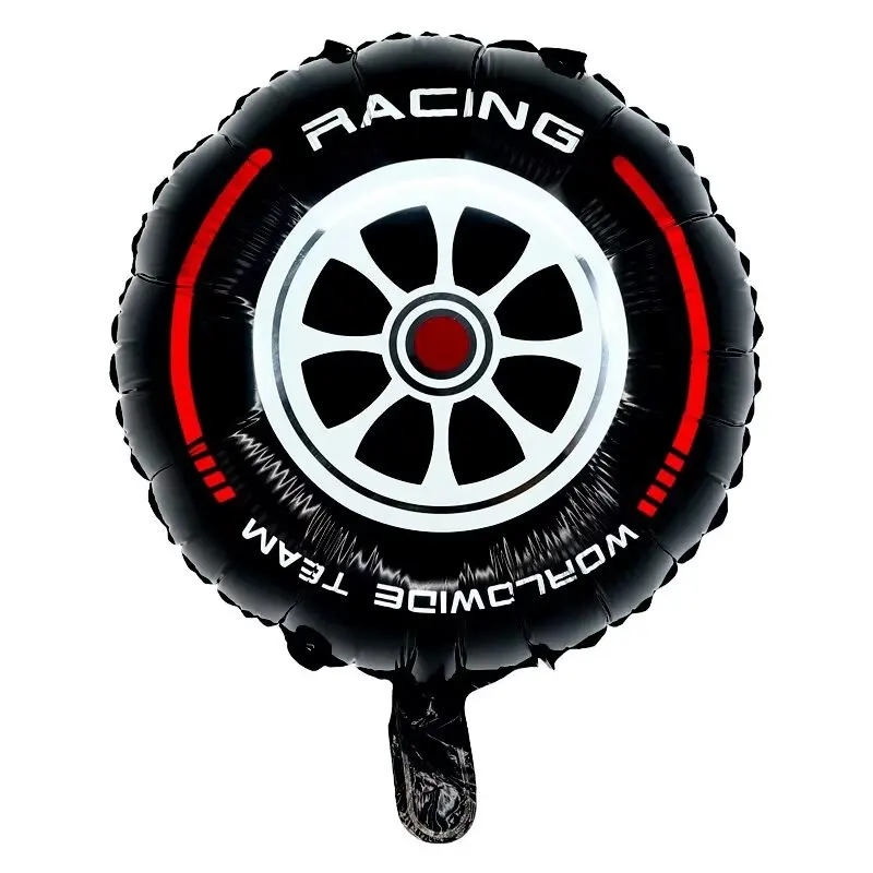 Prasacco Racing Car Balloons - 10PCS Checkered Mylar Foil Balloons 18inch With Ribbon & Straw