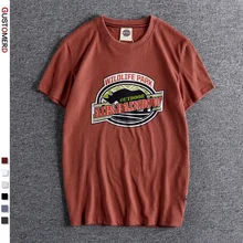 Gustomard Camiseta de cuello redondo para hombre, informal de verano, con estampado Retro de rinoceronte, lavado al agua, 100% algodón