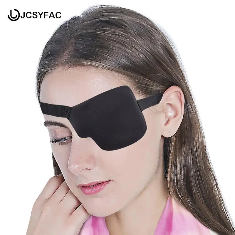Patch Oculaire Simple Noir Réglable à Rainure en Mousse 3D, pour les Yeux Paresseux, à Usage Médical, Concave, 1 Pièce