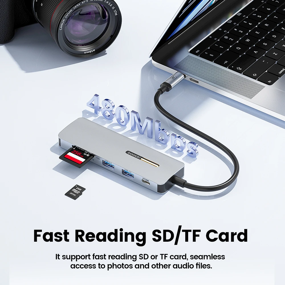 Toocki USB 6 In 1 HUB PD 100W Quick Charger Type C HUB Docking Station For Macbook Huawei Samsung 6 Ports Powered Splitter Exten
