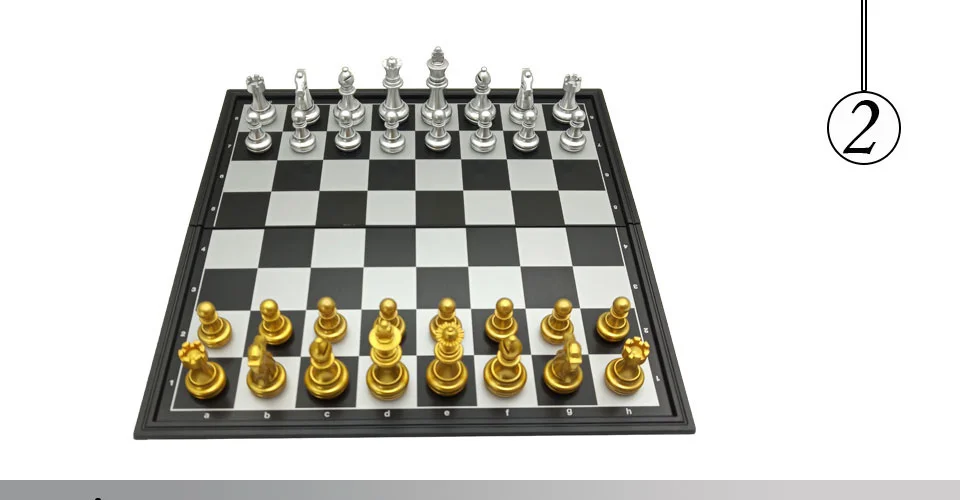 Easytoday Chess Games Set Magnetic Folding Chessboard High-quality Gold silver Color Plastic Chess Pieces Table Games Friend Gift (2)
