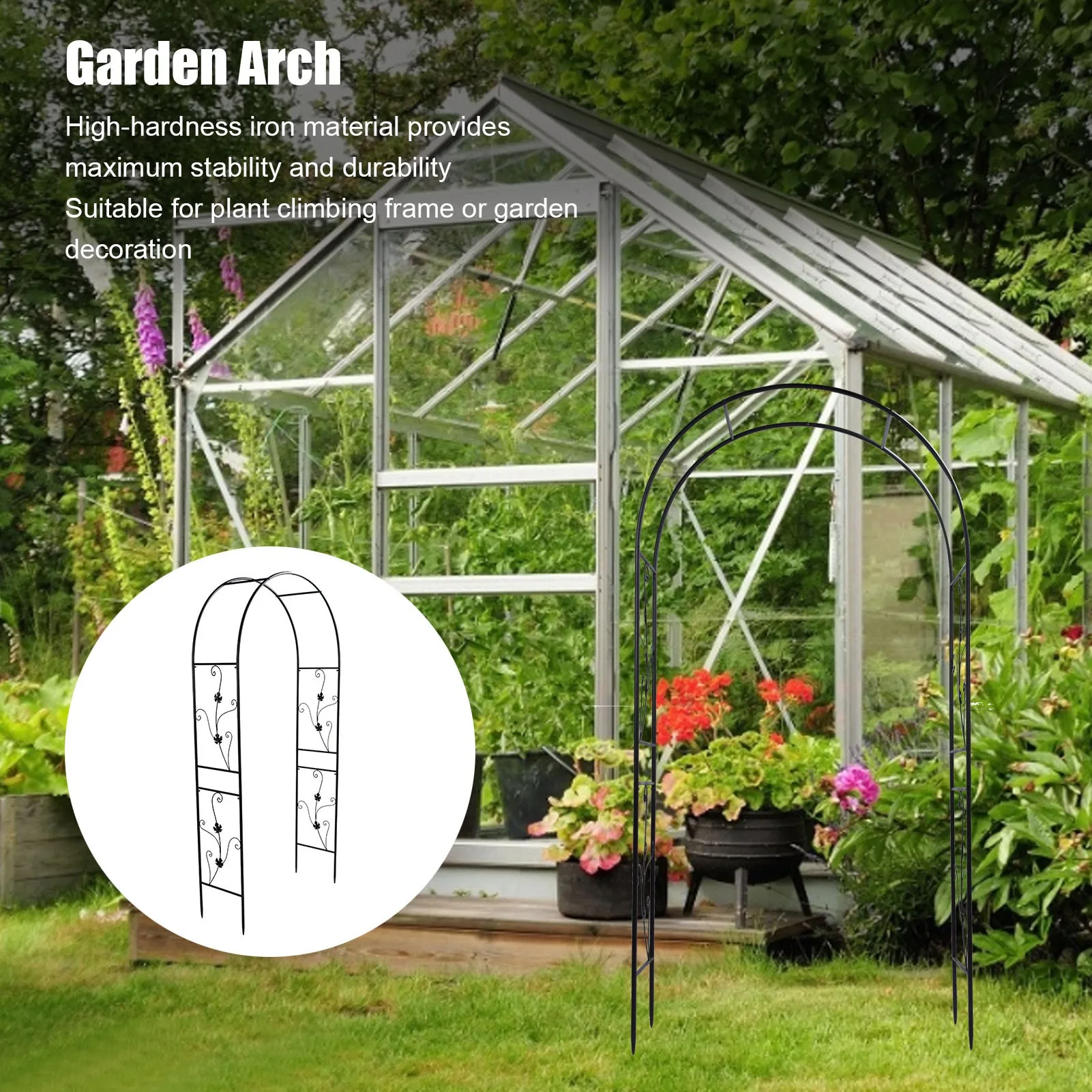 Climbing Plant Support Climbing Plants Arch Outdoor Garden Arch Plant Frame Support Rack Lawn Backyard Decoration Black