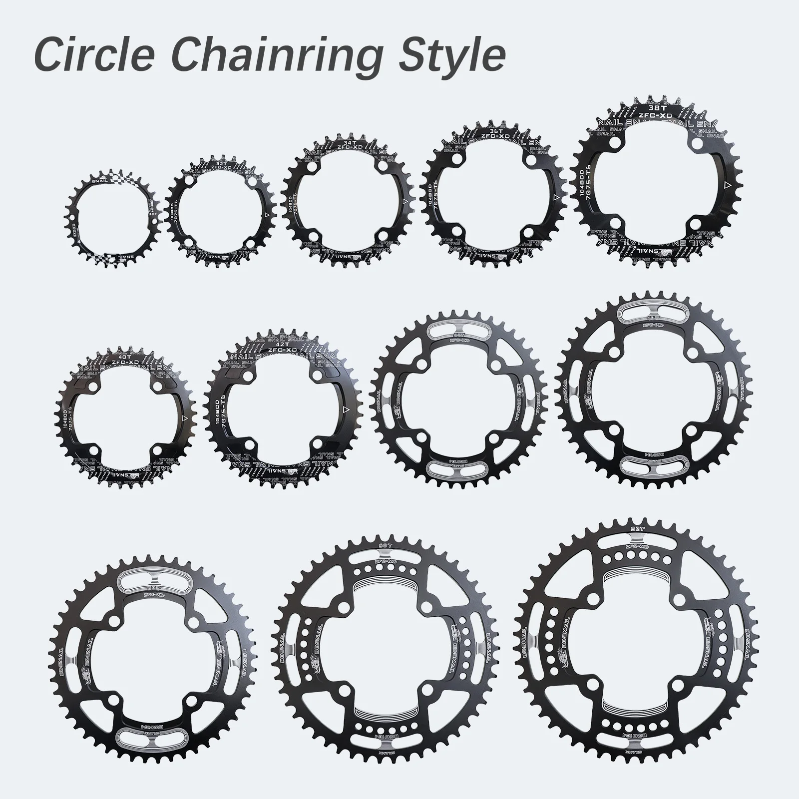 SNAIL 104BCD Round Chainring Narrow-Wide 30–52T