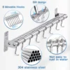 Storage Tool Holder Kitchen Stainless Steel Bathroom Bar Ladles, Pan, Cups, Umbrellas, with 7 Hooks Furniture Binary Wall 3