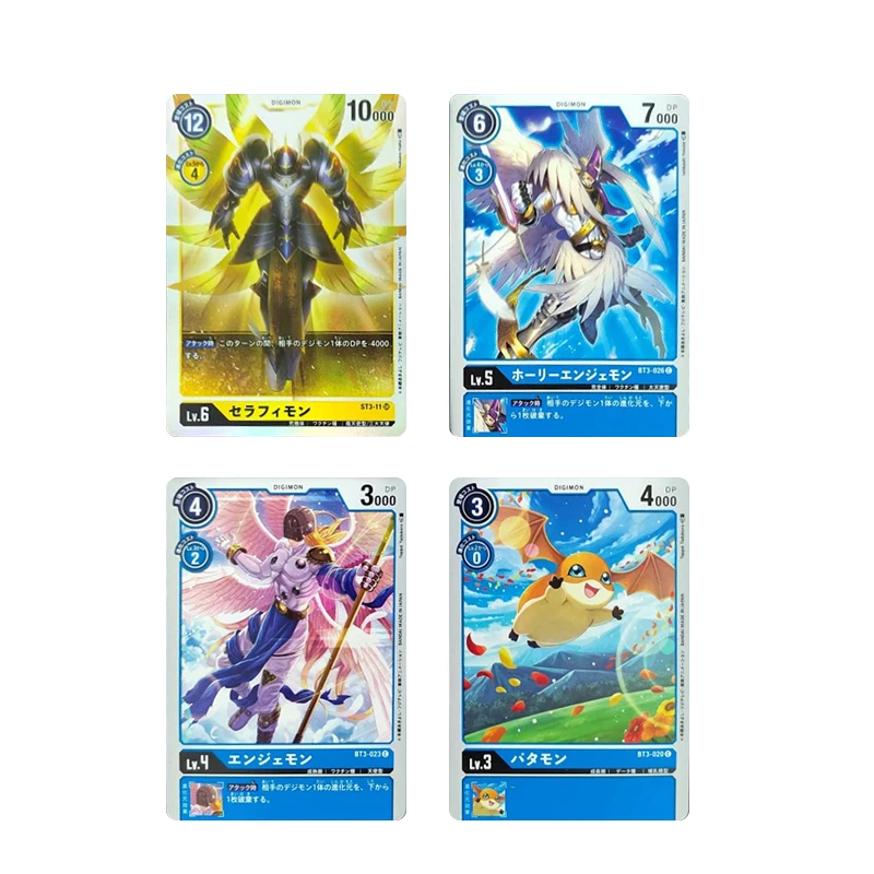 

4Pcs/set Digimon Homemade Kids Toys Bronzing Collection Card Seraphimon Anime Characters Board Game Card Christmas Birthday Gift