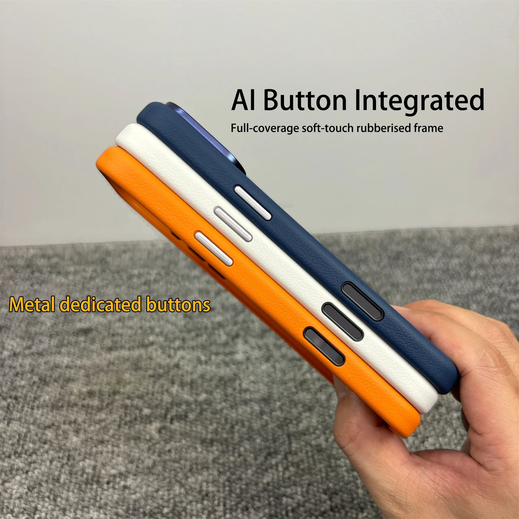 Luxury Business Leather Magnetic Phone Case with AI Camera and Shockproof Magsafe Cover