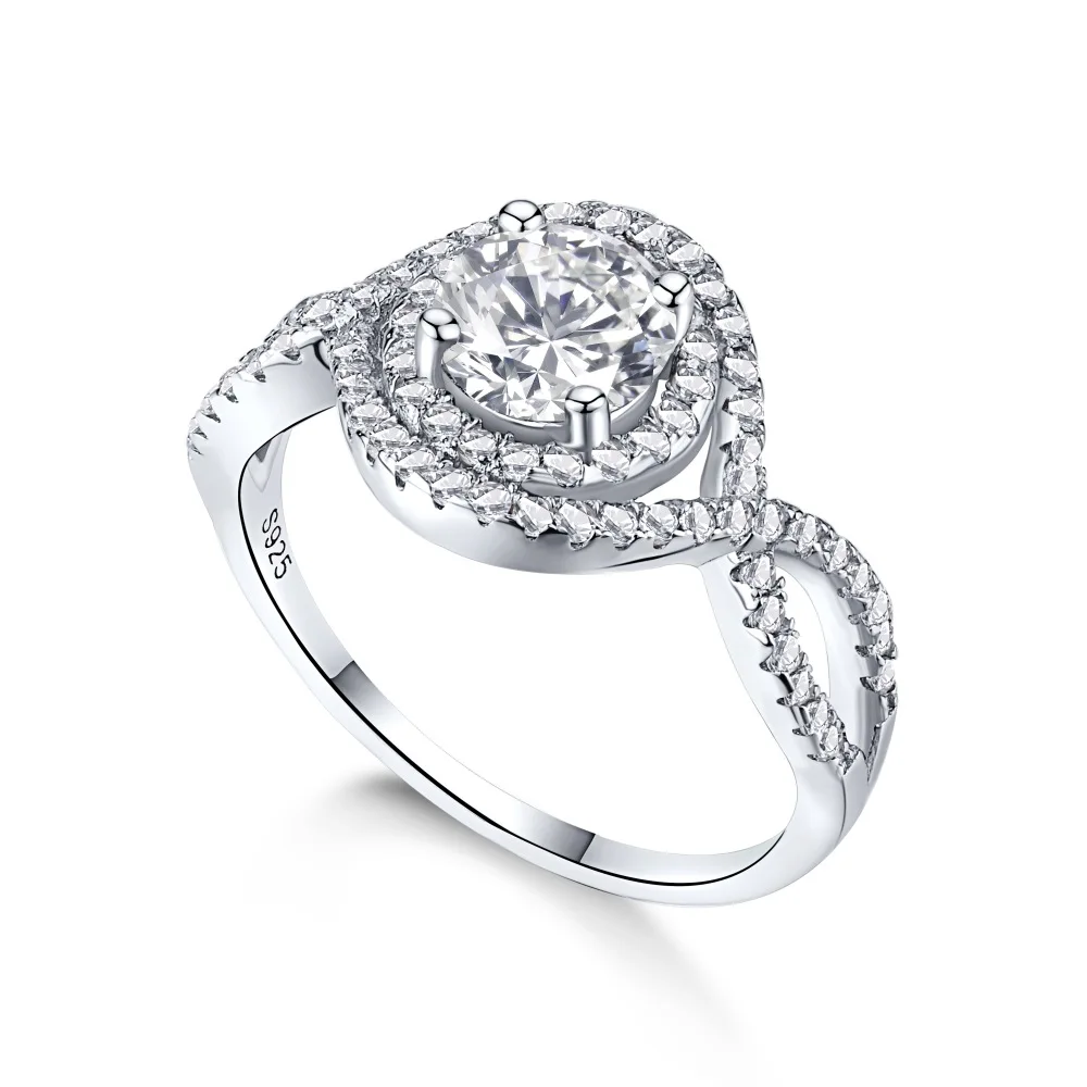 Anello In Argento Sterling S925 Con Diamante Da Un Carato Anello Da Donna Con Micro Set Di Diamanti Pieni Di Nuova Moda